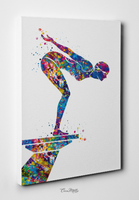 Swimmer Girl Watercolor Print Female Swimmer Art Gift Art Housewarming Swimming Wall Decor Girl's Room Decor Nursery Sport Wall Art-1603 - CocoMilla