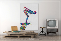 Swimmer Girl Watercolor Print Female Swimmer Art Gift Art Housewarming Swimming Wall Decor Girl's Room Decor Nursery Sport Wall Art-1603 - CocoMilla