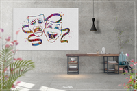 Theatre Masks Watercolor Print Comedy and Tragedy Actor Gift Mask Carnival Musical Show Drama Theatrical Theater Wall Art Decor Cinema-1425 - CocoMilla