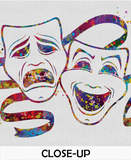 Theatre Masks Watercolor Print Comedy and Tragedy Actor Gift Mask Carnival Musical Show Drama Theatrical Theater Wall Art Decor Cinema-1425 - CocoMilla