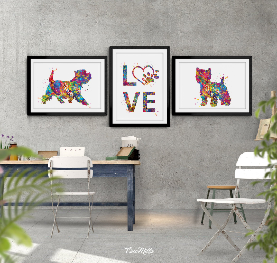 Westie Dog Watercolor Print Set Dog Art West Highland Terrier Animal Poster Doglover Gift Dog Lover Terrier Gift Poster Wall Art Decor-1602 - CocoMilla