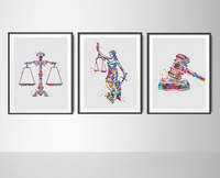 Lawyer Office Decor Watercolor Prints Set of 3 Law Student Gift Pass the Bar Lady Justice Scales Of Justice Gavel Graduation Gift Judge-24 - CocoMilla