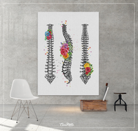 Spine Floral Watercolor Print Human Spine Anatomy Flowers Medical Art Medicine Neurology Neurosurgeon Neurologist Doctor Clinic Office-1358 - CocoMilla