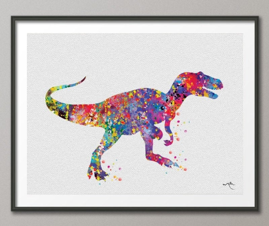 Trex Dinosaur Art Print Watercolor Painting Art Print For Kids Children's Wall Art Nursery Wall Decor Art Home Decor Wall Hanging No 27 - CocoMilla