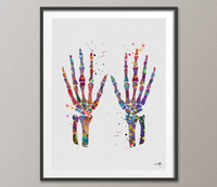 Hands Bones Watercolor Print Skeletal Hands Bones Medical Art Science Art Orthopedic Art Nurse Art Medicine Skeleton Print Clinic Decor-538 - CocoMilla