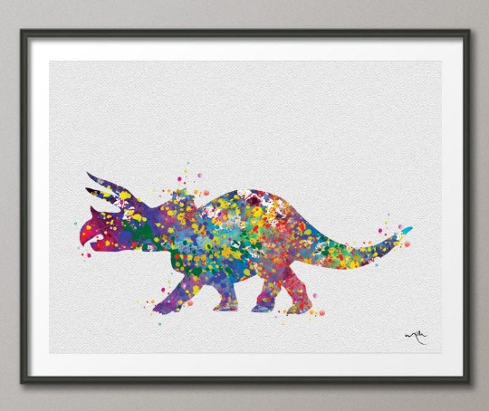 Triceratops Dinosaur Art Print Watercolor Painting Art Print For Kids Children's Wall Art Wall Decor Art Home Decor Wall Hanging No 26 - CocoMilla