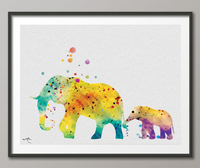Elephant Family Art Print Watercolor Painting 8x10 Wedding Gift idea Wall Art - Giclee Wall Decor Art Home Decor Wall Hanging No 83 - CocoMilla