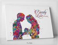 Father and Mother with Baby Quote Watercolor Print Love Wall Art Family Where Life Begins and Love Never Ends Typography Family Sign -1598 - CocoMilla