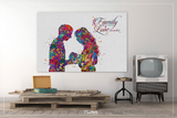 Father and Mother with Baby Quote Watercolor Print Love Wall Art Family Where Life Begins and Love Never Ends Typography Family Sign -1598 - CocoMilla