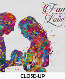 Father and Mother with Baby Quote Watercolor Print Love Wall Art Family Where Life Begins and Love Never Ends Typography Family Sign -1598 - CocoMilla