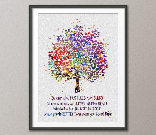 Tree Nature Quote Family Love Watercolor Print Wedding Gift Archival Fine Art Print Wall Decor Art Home Nursery Wall Hanging [NO 441] - CocoMilla