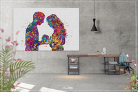 Father and Mother with Baby Watercolor Print New Mom and Father Parents Love Couple Gift Wall Art Family Wedding Gift Art Home Decor-1597 - CocoMilla