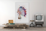 Native American Headdress Indian Chief Art Watercolor Print Wedding Gift Wall Decor Art indian art Nursery Home Decor Wall Hanging No [576] - CocoMilla