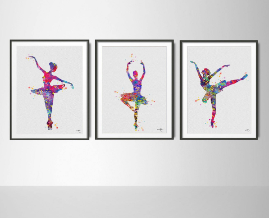 Ballerina Watercolor Print Set, Ballet Art, Dance Studio, Modern Home Decor, Teen Decor, For Girls, Home Decor, Dancer Wall Hanging, Dance - CocoMilla
