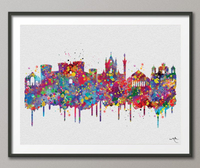 Naples Skyline, Naples Italy, Naples Watercolor Print, Napoli Print, Travel Gift, Napoli Poster, Napoli Gift, Tourism, Wall Hanging, Art-916 - CocoMilla