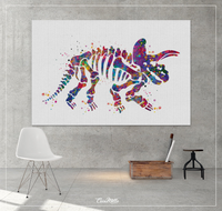 Triceratops Dinosaur Skeleton Watercolor Print Boy Gift Art Print For Kids Nursery Wall Art Kids Wall Decor Home Decor Wall Hanging-1124 - CocoMilla