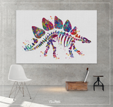 Stegosaurus Dinosaur Skeleton Dino Watercolor Print Boy Gift Art Print For Kids Nursery Wall Art Kids Decor Home Decor Wall Hanging-1127 - CocoMilla