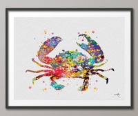 Crab Watercolor illustrations Art Print Wall Wedding Gift Poster Giclee Coastal Living Home Decor Wall Hanging No 220 - CocoMilla