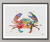 Crab Watercolor illustrations Art Print Wall Wedding Gift Poster Giclee Coastal Living Home Decor Wall Hanging No 220 - CocoMilla