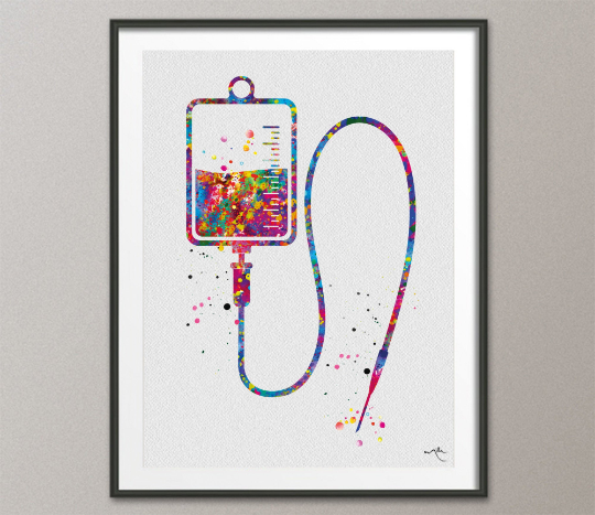 Solution Bag Watercolor Print Medical Art IV bag infusion procedure Nurse Practitioner Gift CANVAS Art Doctor Office Clinic Decor-1290 - CocoMilla