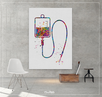 Solution Bag Watercolor Print Medical Art IV bag infusion procedure Nurse Practitioner Gift CANVAS Art Doctor Office Clinic Decor-1290 - CocoMilla