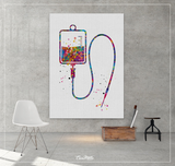 Solution Bag Watercolor Print Medical Art IV bag infusion procedure Nurse Practitioner Gift CANVAS Art Doctor Office Clinic Decor-1290 - CocoMilla