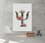 Psychology Symbol Floral Watercolor Print Psychiatry Wall Art Psychotherapist Psychologist Gift Medical Art Clinic Office Decor Flowers-1345 - CocoMilla
