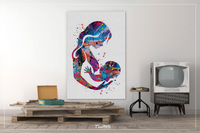 Mother and Son Breastfeeding Watercolor Print Mother and Baby Mother and Children Mother and Kids New Mum Baby Shower Nursery Wall Decor-74 - CocoMilla