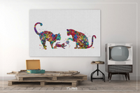 Cat Family Mom Dad and Baby Cat Watercolor Print Kitty Kittens Love Wall Art Friend Pet Love Wall Decor Nursery Decor Kids Wall Hanging-1383 - CocoMilla