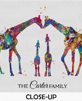 Giraffe Family Personalized Gift Watercolor Print Wedding Gift Family Wall Art Wall Decor Valentines Day Gift Home Decor Wall Hanging-1577 - CocoMilla