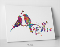Bird Couple Watercolor Print Wedding Gift Fine Art Print Nursery Wall Art Love Valentines Day Gift Home Decor Wall Hanging Housewarming-1576 - CocoMilla