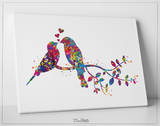 Bird Couple Watercolor Print Wedding Gift Fine Art Print Nursery Wall Art Love Valentines Day Gift Home Decor Wall Hanging Housewarming-1576 - CocoMilla