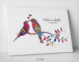 Bird Couple Watercolor Print Wedding Gift Family Wall Art Love Wall Decor Valentines Day Gift Personalized Gift Home Decor Wall Hanging-1574 - CocoMilla
