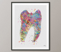 Teeth Art Watercolor Print Medical Art Surgeon Dental Clinic Decor Gift Dental Dentist Clinic Dentistry Office Dental Hygienist Art-1269 - CocoMilla