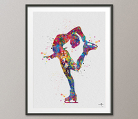 Ice Skater Watercolor Print Ice Skating Girl Skater Female Woman Painting Figure Skating Wall Art Dorm Decor Skating Wall Art Decor-1009 - CocoMilla