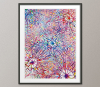 Synaptic Network Watercolor Print Medical Art Science Neurology Brain Psychiatry CANVAS Art Doctor Office Clinic Decor Neural Synapses-1251 - CocoMilla