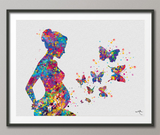 Pregnant Mom and Butterfly Watercolor Print Pregnancy Gift Obstetrician Nursing Baby Shower New Mum Art Clinic Midwife Gift OBGYN Gift-1331 - CocoMilla