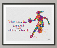 Basketball Player Girl Quote Watercolor Print Female Woman Mom Basketball Player Gift Sport Wall Art Nursery Gift Decor Wall Hanging-1573 - CocoMilla