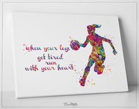 Basketball Player Girl Quote Watercolor Print Female Woman Mom Basketball Player Gift Sport Wall Art Nursery Gift Decor Wall Hanging-1573 - CocoMilla