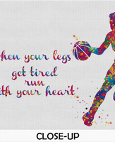 Basketball Player Girl Quote Watercolor Print Female Woman Mom Basketball Player Gift Sport Wall Art Nursery Gift Decor Wall Hanging-1573 - CocoMilla