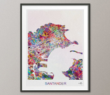 Santander Map, Santander Watercolor Print, Santander Street Map, City Map Art, Spain Street Map, Espana Map, Santander City, Travel Map-894 - CocoMilla