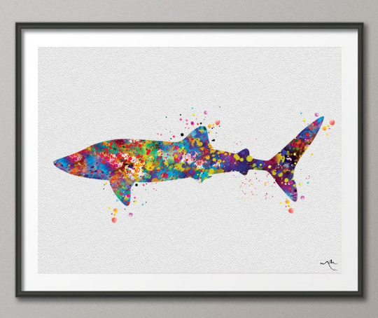 Whale Shark Art Watercolor Print Fish Decor Sea Life Art Print Sea Decor Wall Art Poster Coastal Wall Decor Art Home Decor Wall Hanging-981 - CocoMilla