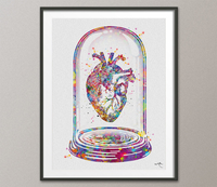 Heart Anatomy Collectible Watercolor Print Cardiology Decor Medical Art Print Science Art Print Glass Dome Wall Decor DoctorWall Hanging-165 - CocoMilla