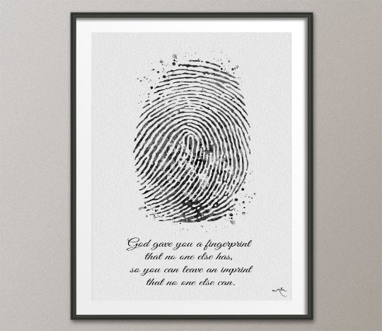 Fingerprint Quote Watercolor Print Finger Print Poster Inspirational Motivational Quote DNA Art Gift Typography Office Wall Art Decor-1377 - CocoMilla