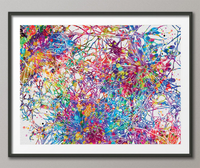 Neural Stem Cells Watercolor Print Abstract Art Medical Art Science Neurology Brain Psychiatry PSI Art Doctor Poster Neuron Synapses-1480 - CocoMilla