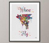 Flying Pig Quote Watercolor Art Print when pigs fly Wall Art Giclee Wall Decor Party Wall Hanging Geekery Nerd Art Wedding Gift Parody-766 - CocoMilla