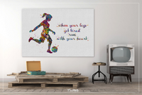 Soccer Girl Quote Watercolor Print Female Soccer Gift Woman Football Art Decor Girl Soccer Player Art run with your heart Girl Wall Art-1533 - CocoMilla
