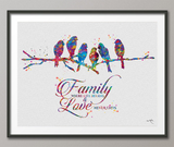 Birds on Branch Watercolor Print Bird Art Family Quote Housewarming Family Where Life Begins and Love Never Ends Typography Family Sign-1600 - CocoMilla