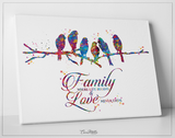 Birds on Branch Watercolor Print Bird Art Family Quote Housewarming Family Where Life Begins and Love Never Ends Typography Family Sign-1600 - CocoMilla