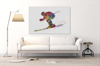 Ski Watercolor Print Skiing Poster Skier Gift Winter Sports Art Wall Art Ski Decor Home Decor For Him Room Decor Nursery Wall Hanging-1459 - CocoMilla
